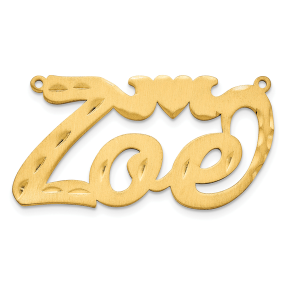 Sterling Silver/Gold-plated Satin Diamond-cut with Heart Name Plate - Picture 2 of 4